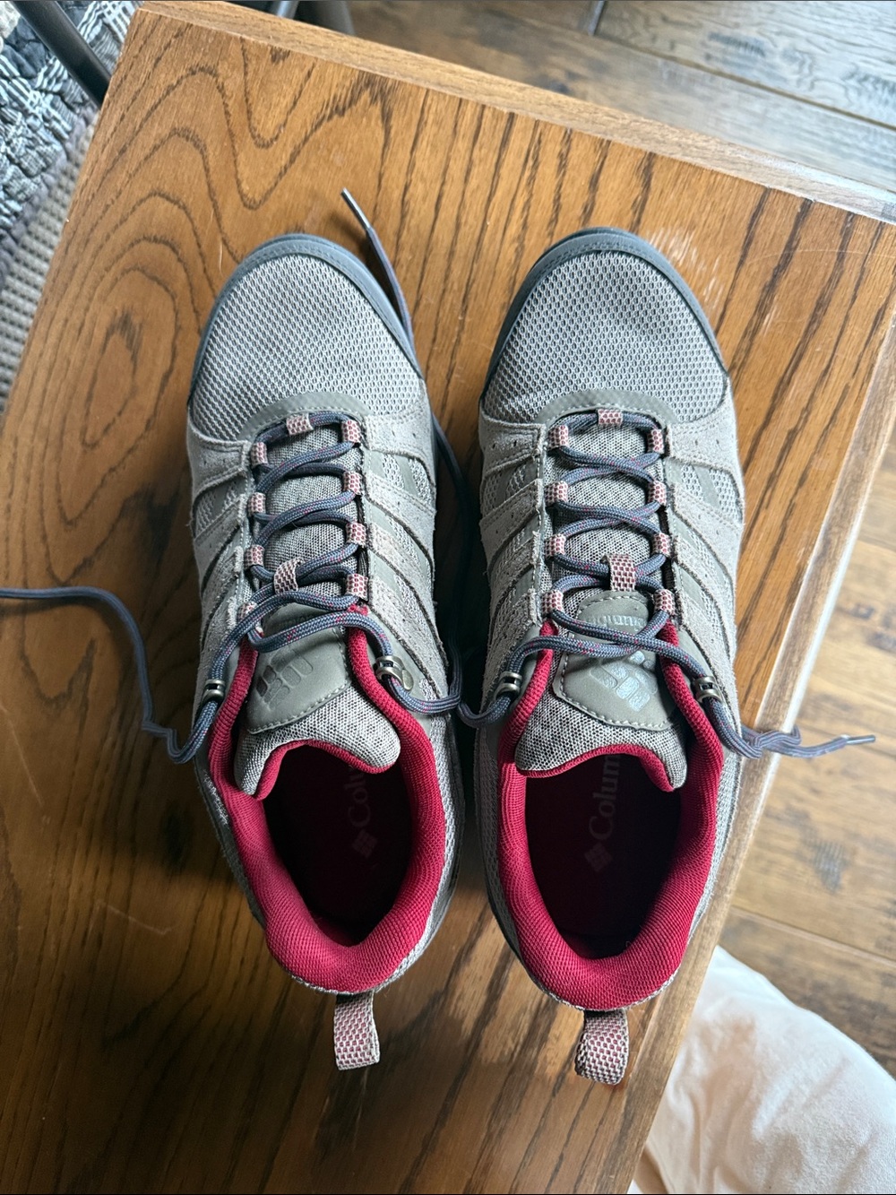 Columbia Women’s Gray and Red Athletic Hiking Shoes size 9 like new